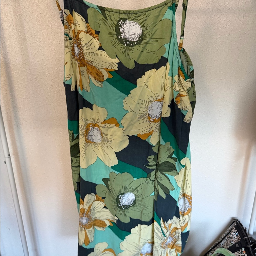 O'Neill Floral Maxi Dress in Teal, Green, Yellow